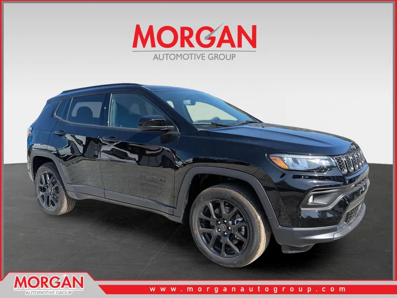 2026 Jeep Compass Latitude in Black — front three-quarter view