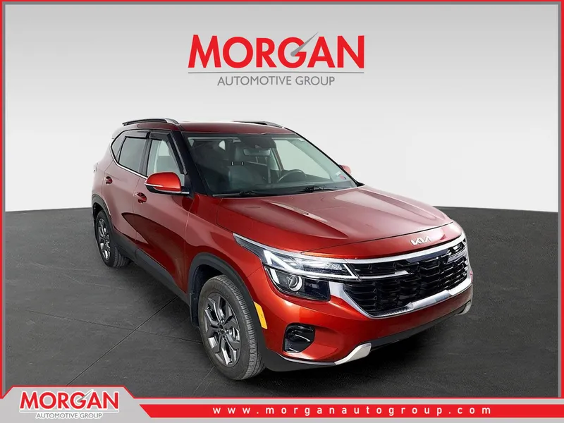 2024 Kia Seltos S in Orange — front three-quarter view