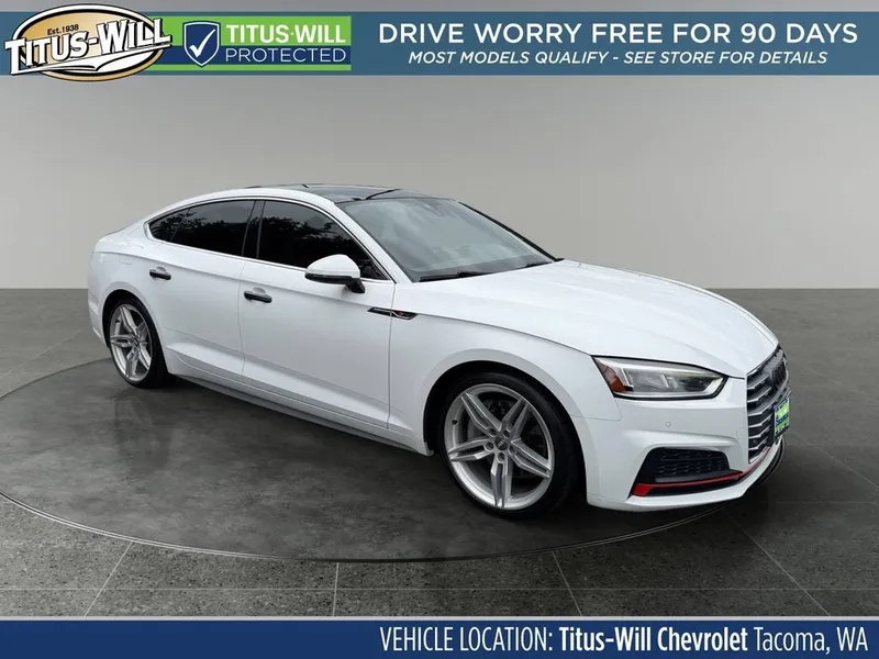 2018 Audi A5 2.0T Premium in White — front three-quarter view