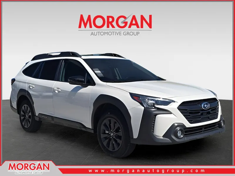 2025 Subaru Outback Onyx Edition in White — front three-quarter view