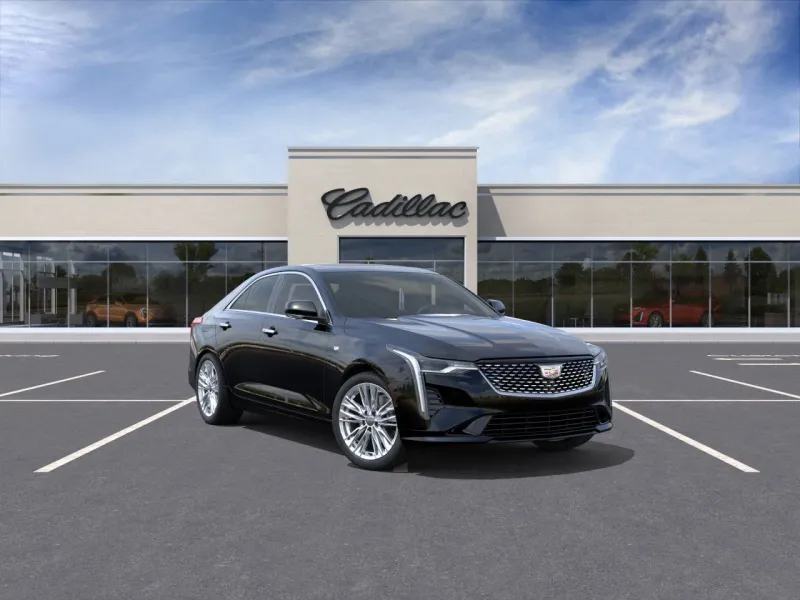 2026 Cadillac CT4 Premium Luxury in Black Raven — front three-quarter view