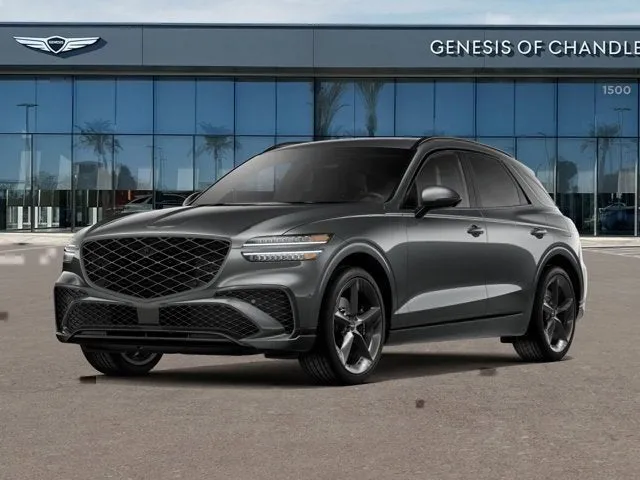 2026 Genesis GV70 3.5T SPORT PRESTIGE in Makalu Gray — front three-quarter view