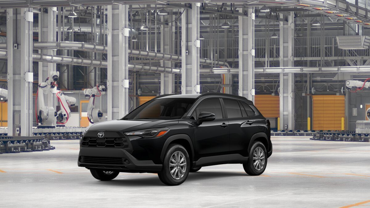 2026 Toyota Corolla Cross LE in Jet Black — front three-quarter view