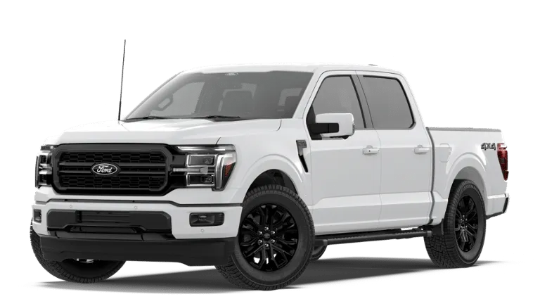 2026 Ford F-150 LARIAT in Oxford White — front three-quarter view