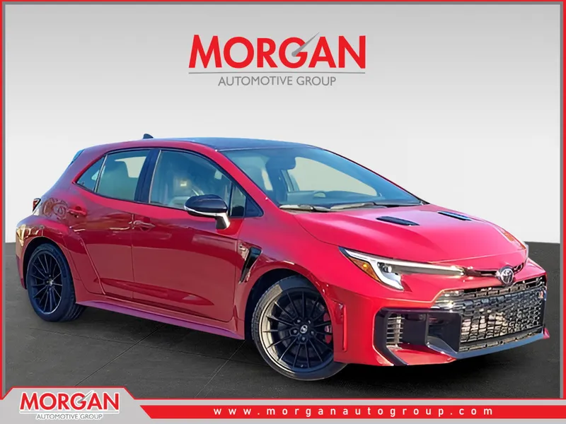 2025 Toyota GR Corolla Premium in Red — front three-quarter view
