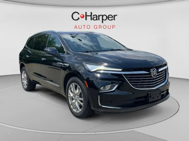 2023 Buick Enclave Essence in Ebony Twilight Metallic — front three-quarter view