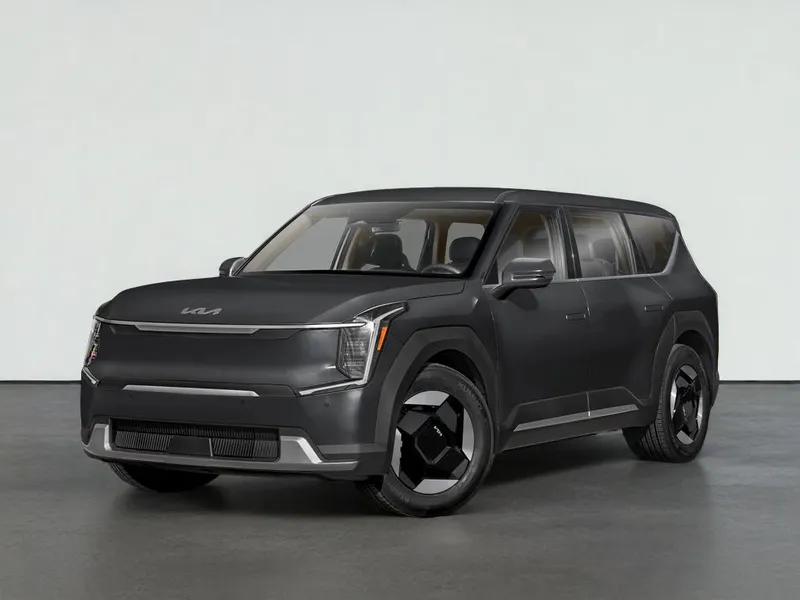 2024 Kia EV9 LIGHT LONG RANGE in Aurora Black Pearl — front three-quarter view