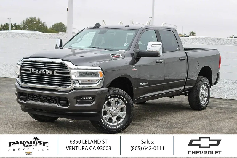 2024 RAM 2500 Laramie in Granite Crystal M — front three-quarter view