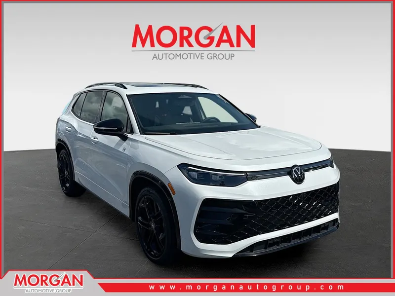 2026 Volkswagen Tiguan SE R-Line Black in White Pearl — front three-quarter view