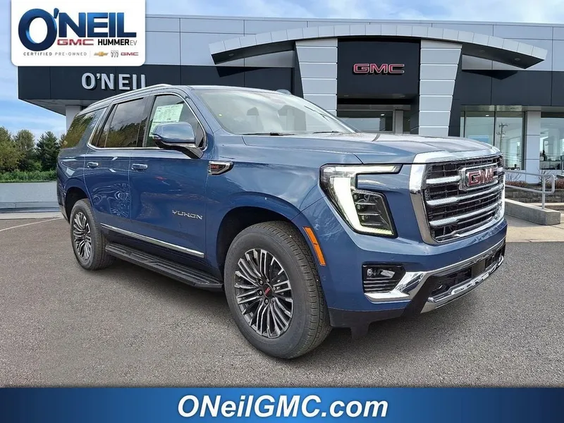 2026 GMC Yukon Elevation in Downpour Metallic — front three-quarter view