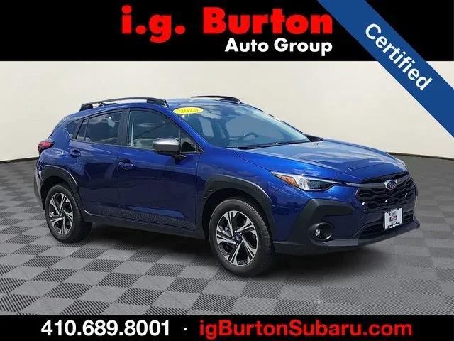 2025 Subaru Crosstrek Premium in Sapphire Blue Pearl — front three-quarter view