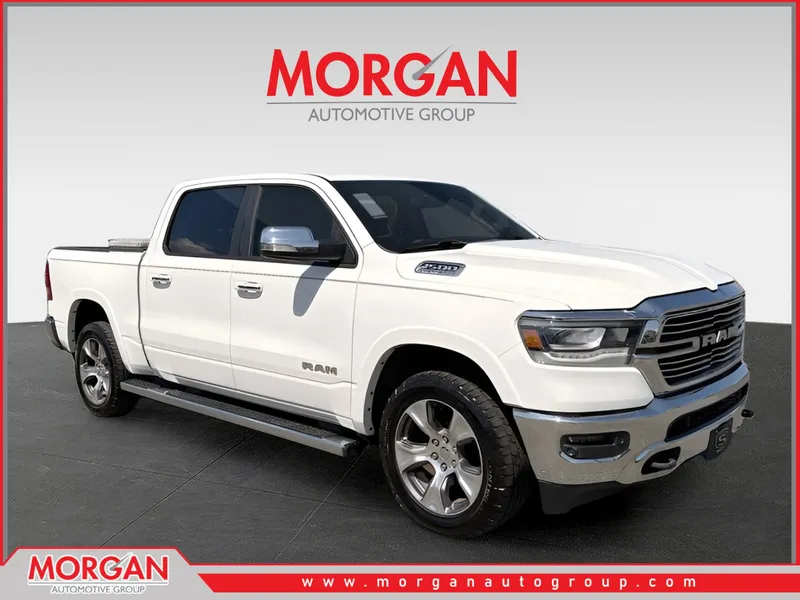 2020 Ram 1500 Laramie in White — front three-quarter view