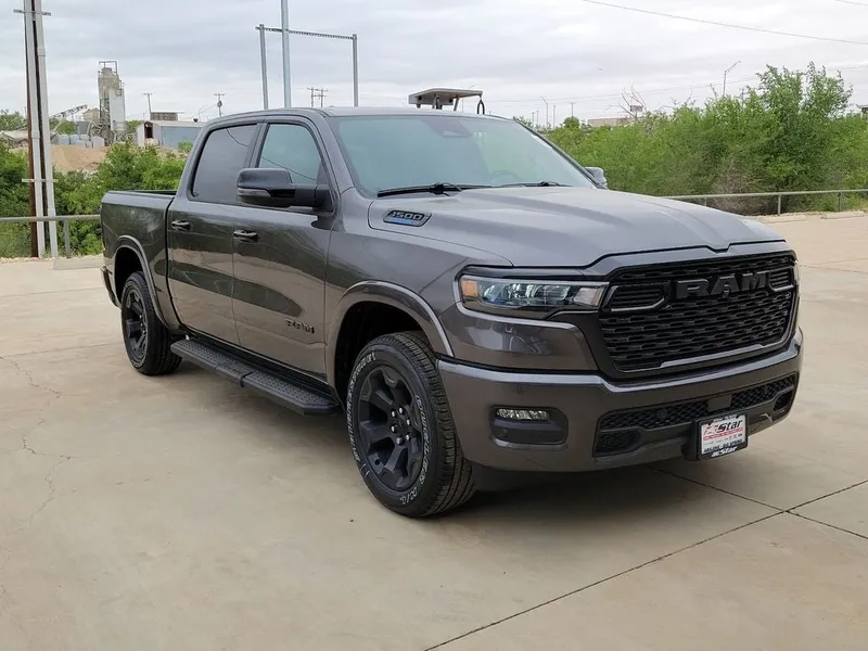 2026 RAM 1500 Big Horn/Lone Star in Granite Crystal Metallic Clearcoat — front three-quarter view