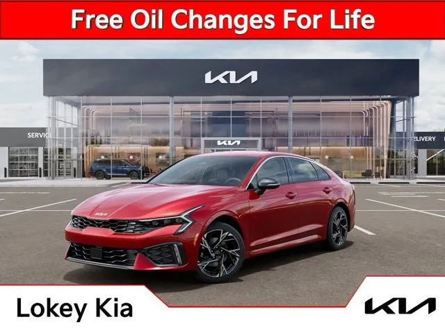 2026 Kia K5 GT-Line in Runway Red — front three-quarter view