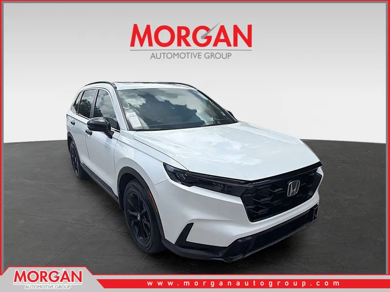 2024 Honda CR-V Hybrid Sport-L in Platinum White Pearl — front three-quarter view