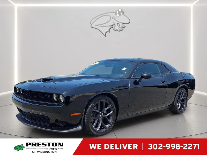 2023 Dodge Challenger R/T in Pitch Black Clearcoat — front three-quarter view