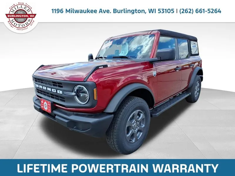 2026 Ford Bronco Big Bend in Ruby Red Metallic — front three-quarter view