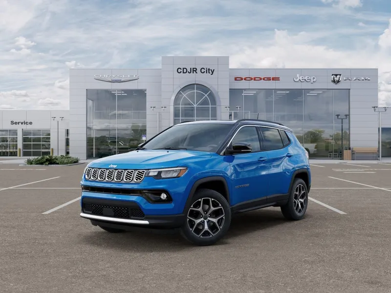2026 Jeep Compass COMPASS LIMITED 4X4 in Hydro Blue Pearl-Coat Exterior Paint — front three-quarter view