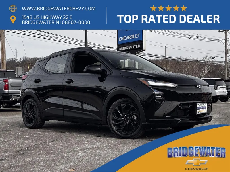 2027 Chevrolet Bolt RS in Mosaic Black Metallic — front three-quarter view