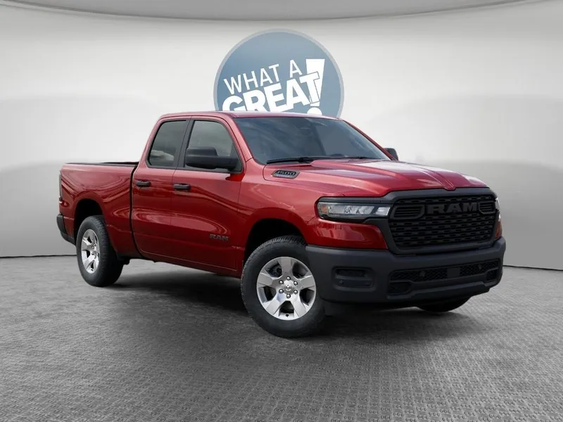 2026 RAM 1500 Tradesman in Molten Red Pearl-Coat Exterior Paint — front three-quarter view