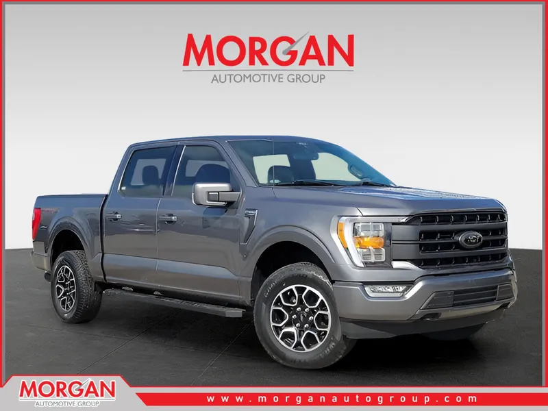 2022 Ford F-150 LARIAT in Gray Metallic — front three-quarter view