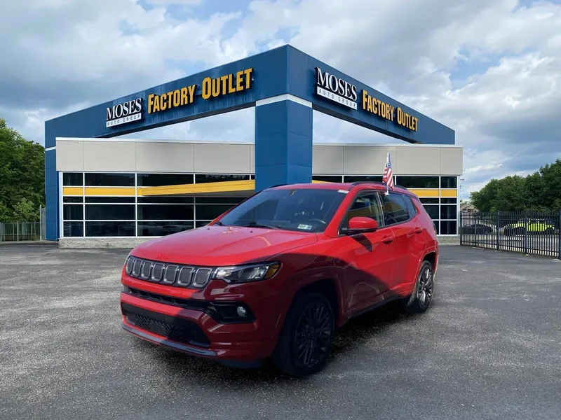 2022 Jeep Compass (RED) Edition in Redline Pearlcoat — front three-quarter view
