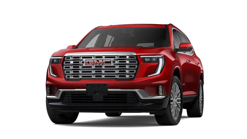 2026 GMC Acadia Denali in Volcanic Red Tintcoat — front three-quarter view