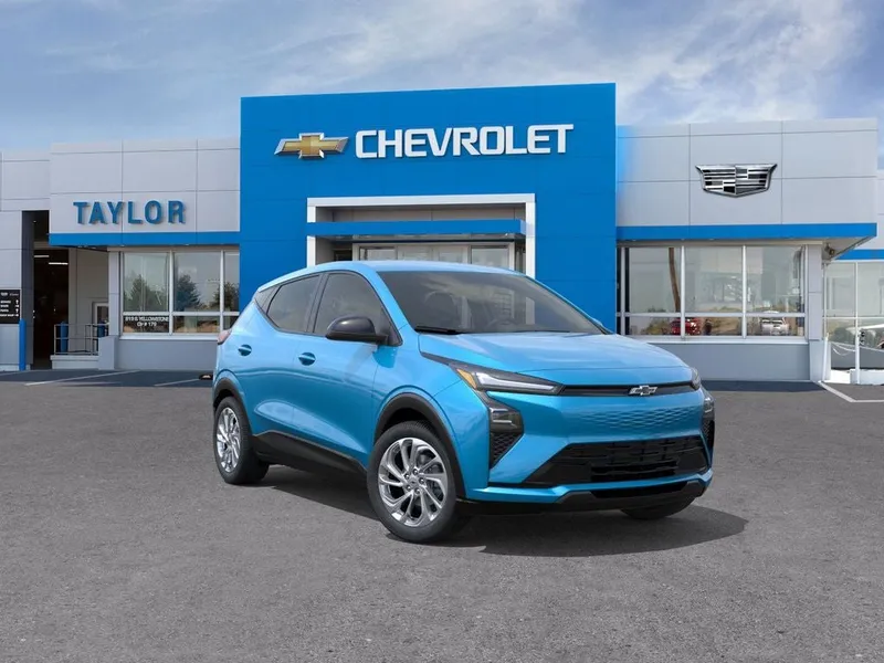 2027 Chevrolet Bolt LT in Marina Blue Metallic — front three-quarter view