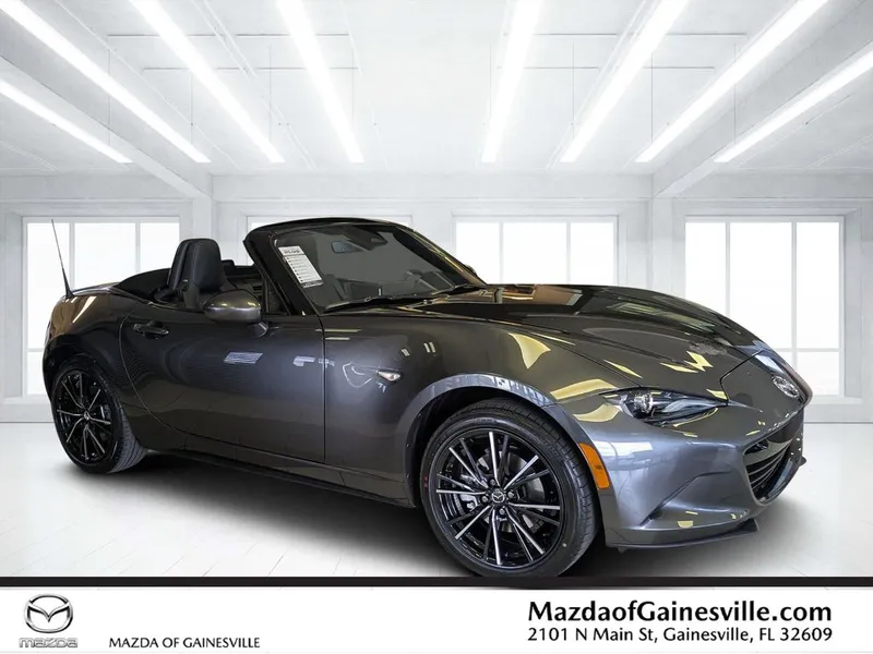 2026 Mazda MX-5 Miata Grand Touring in Gray — front three-quarter view