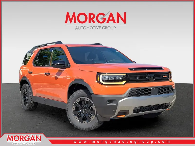 2026 Honda Passport TrailSport Elite in Sunset Orange — front three-quarter view