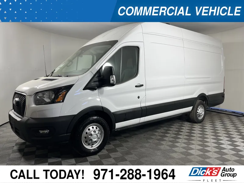 2026 Ford Transit Cargo Van XL T-350 148 EL Hi Rf 9500 GVWR AWD in Oxford White — front three-quarter view
