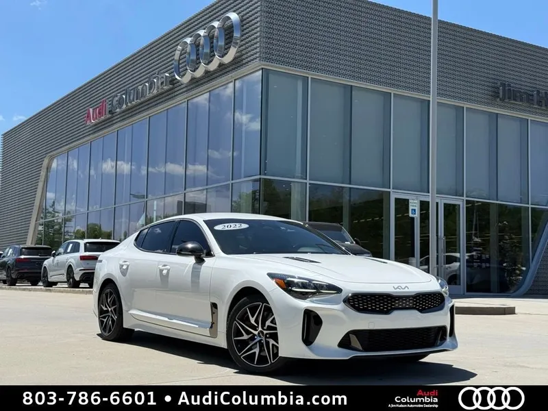 2022 Kia Stinger GT-Line in Snow White Pearl — front three-quarter view