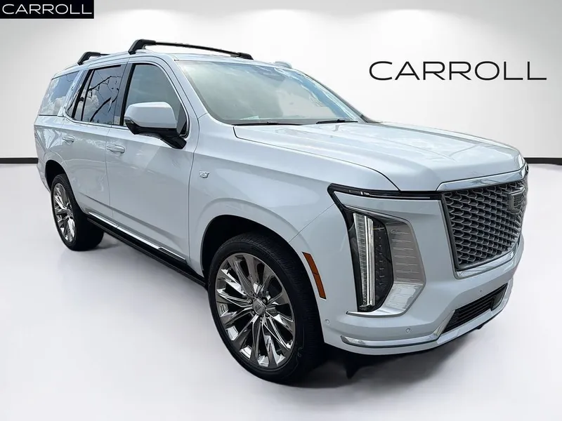 2026 Cadillac Escalade Platinum Luxury in Vibrant White Tricoat — front three-quarter view