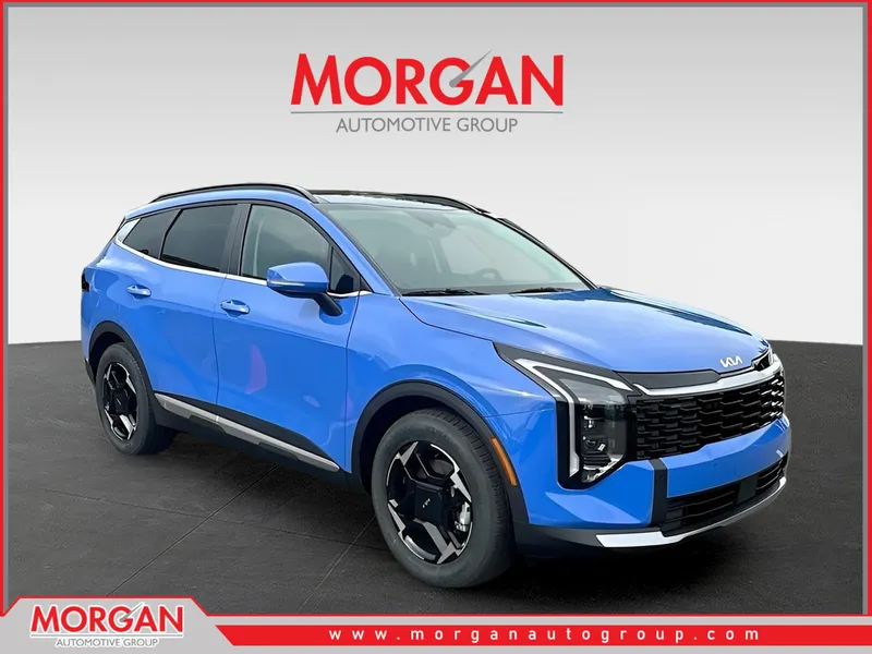 2026 Kia Sportage EX in Blue — front three-quarter view