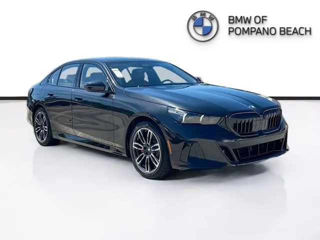 2026 BMW 5 Series 530i in Black — front three-quarter view