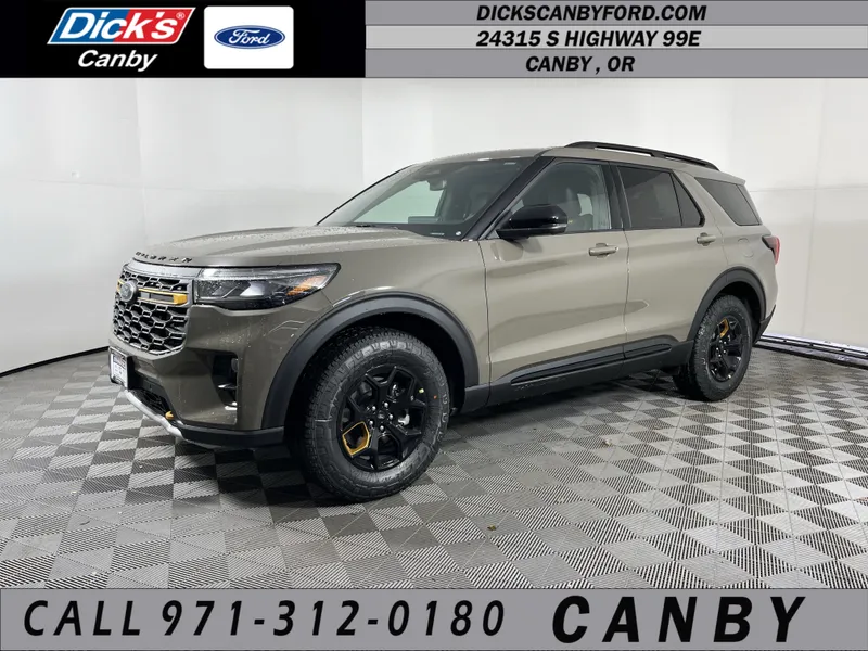 2026 Ford Explorer Tremor in Marsh Gray — front three-quarter view