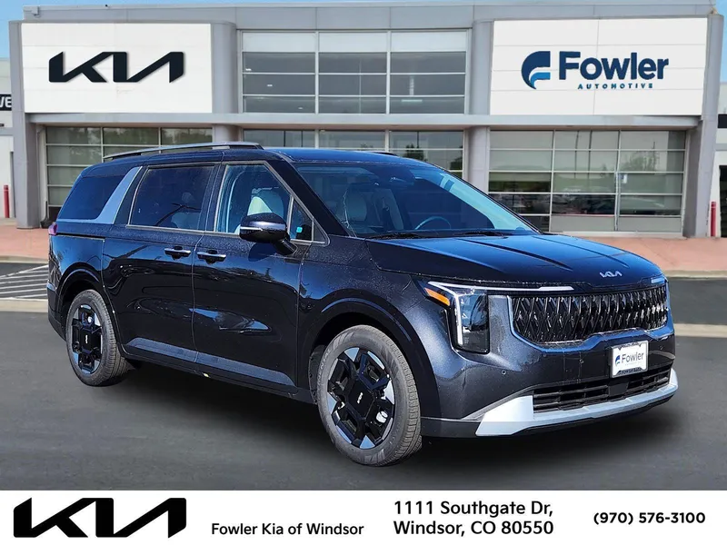 2026 Kia Carnival EX in Panthera Metal — front three-quarter view