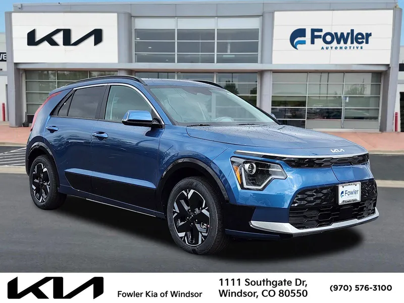 2026 Kia Niro EV Wind in Mineral Blue — front three-quarter view
