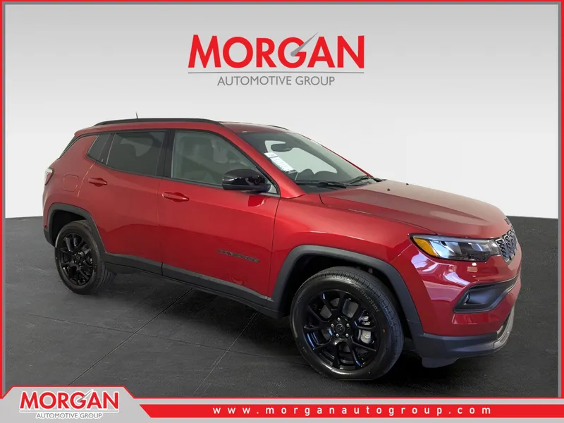 2026 Jeep Compass Latitude in Red — front three-quarter view