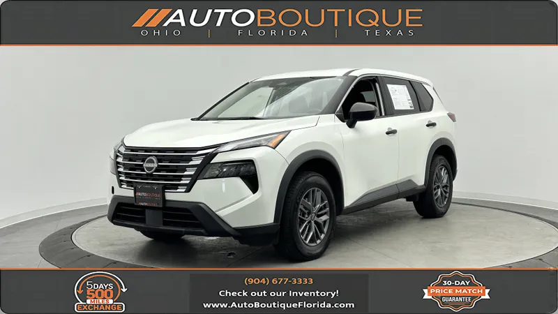 2024 Nissan Rogue S in Glacier White — front three-quarter view
