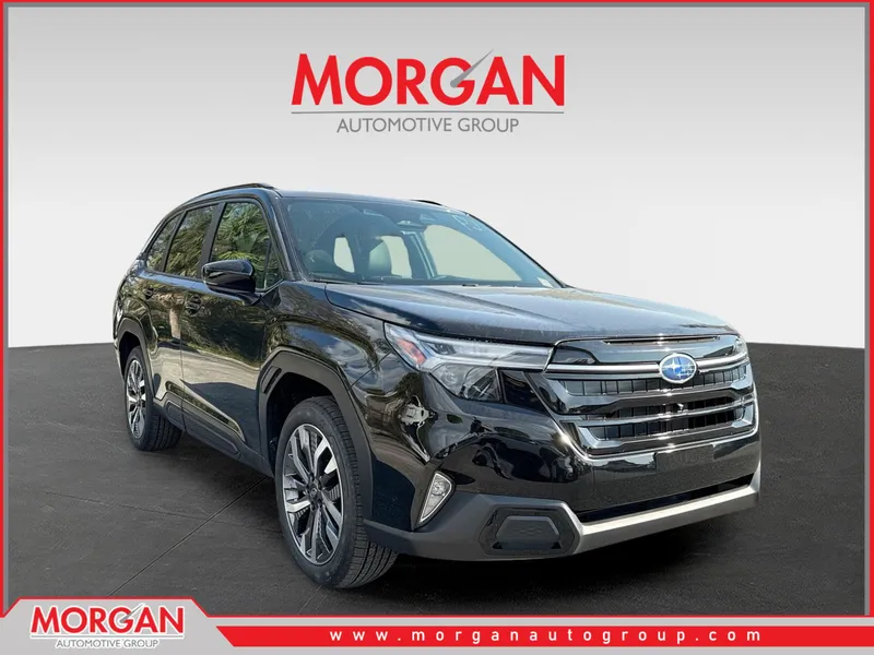 2026 Subaru Forester Touring in Crystal Black Silica — front three-quarter view