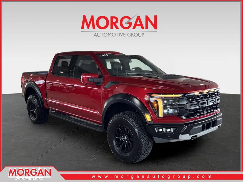 2025 Ford F-150 Raptor in Red — front three-quarter view