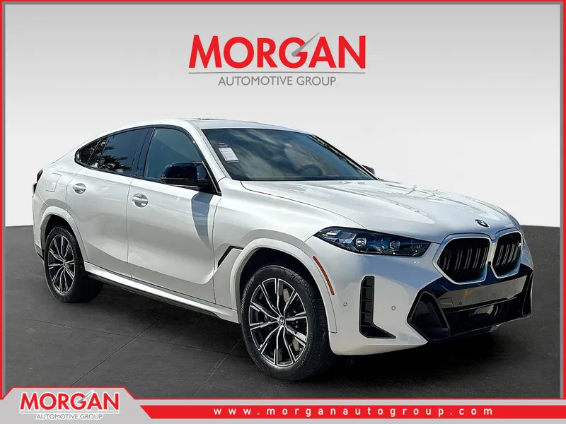 2026 BMW X6 M60i in White Metallic — front three-quarter view