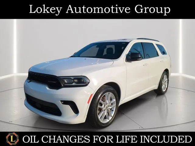 2024 Dodge Durango GT Plus in White Knuckle Clearcoat — front three-quarter view