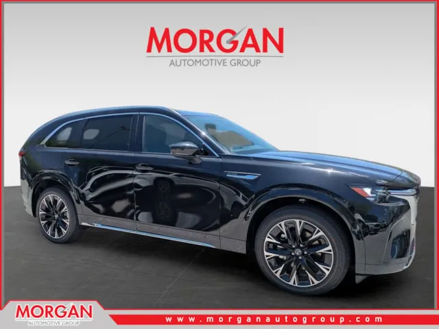 2026 Mazda CX-90 S Premium Plus in Jet Black Mica — front three-quarter view