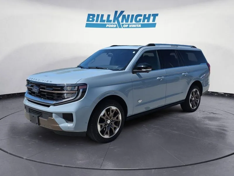 2025 Ford Expedition Max King Ranch in Gray Metallic — front three-quarter view