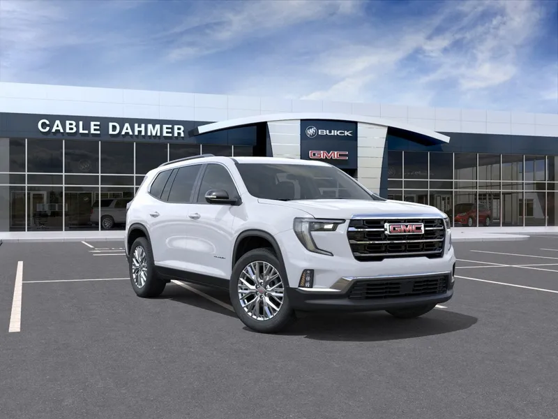 2026 GMC Acadia Elevation in Summit White — front three-quarter view