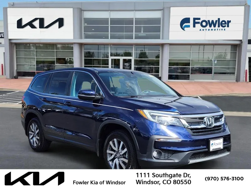 2022 Honda Pilot EX-L in Blue — front three-quarter view