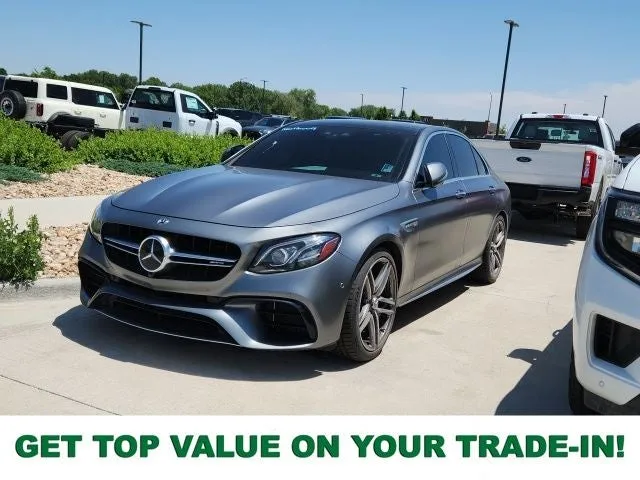 2019 Mercedes-Benz E-Class E 63 S AMG® 4MATIC® in Gray — front three-quarter view