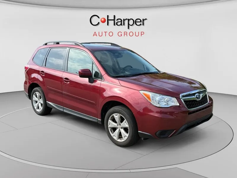 2015 Subaru Forester 2.5i Premium in Red — front three-quarter view
